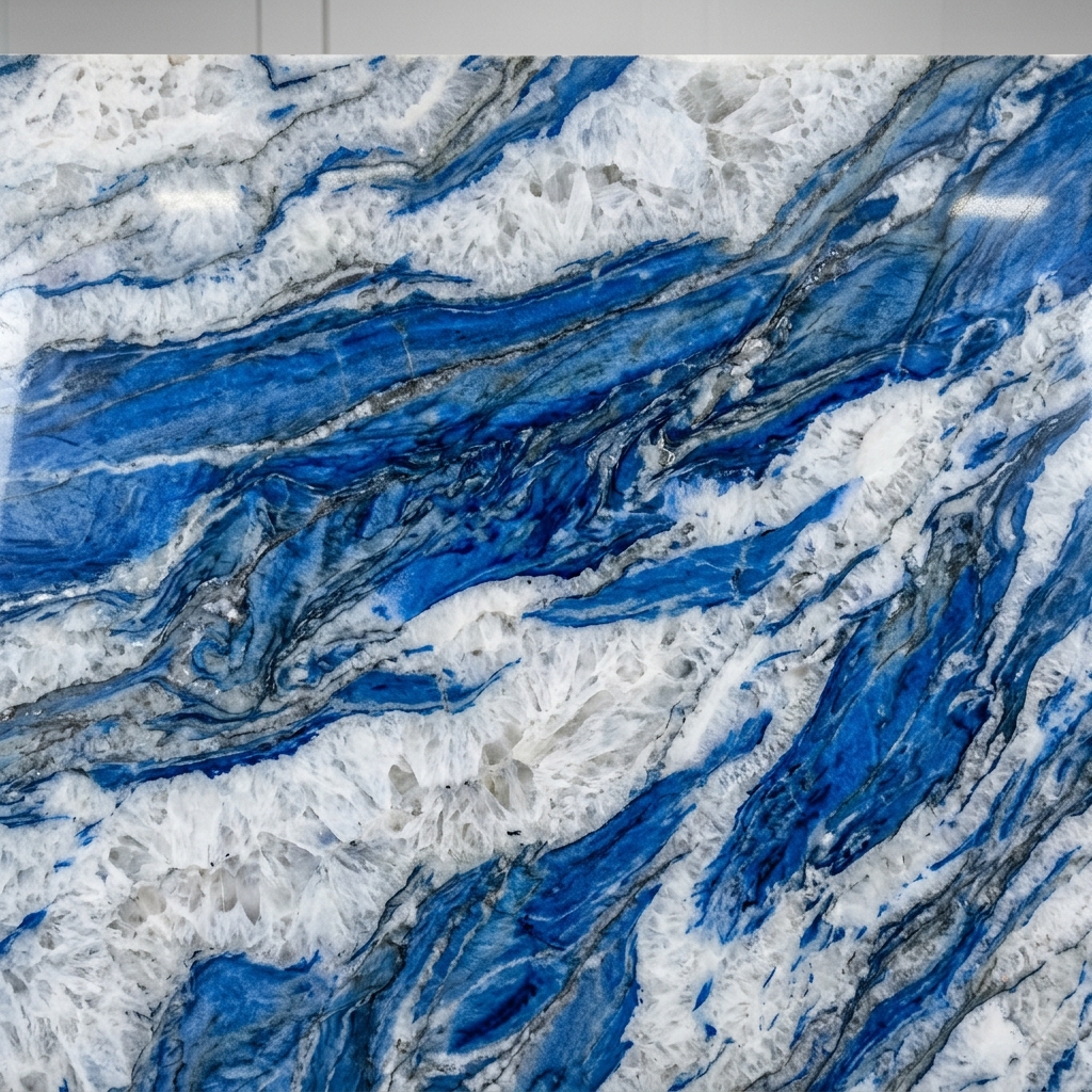 Quartzito Azul Macaubas com veios naturais intensos